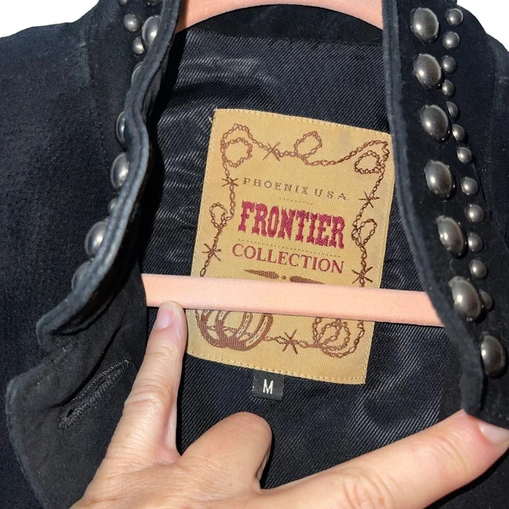 Frontier Collection Vintage Womens Vest Size M Black Studded Suede Phoenix USA - Picture 7 of 9